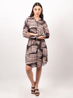 Strong And Brave - Women Print Cowl Neck Knee Length Dress
