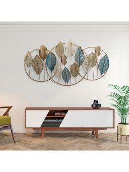HomeTown - Apollo Iron Cirque Lefy Wall Art 116x66 Cm in Teal & Gold