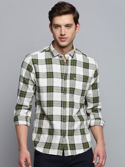 SHOWOFFFF - Mens Spread Collar Checked Beige Classic Shirt