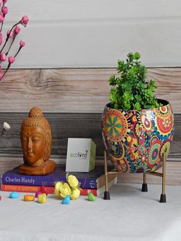 Ecofynd - Lio Multicolor Metal Pot With Stand