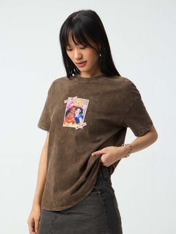 The Souled Store - Brown Once Upon A Selfie Women Oversized T-Shirt