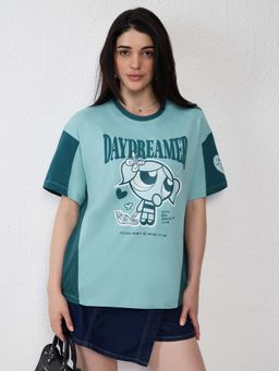 The Souled Store - Teal Daydreamer Women Oversized T-Shirt