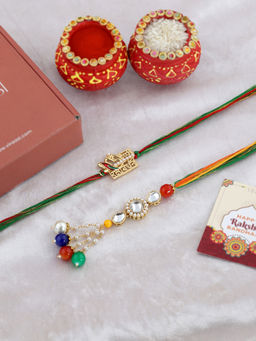 VIRAASI - Bhaiya Bhabhi Rakhi Lumba Set with Roli Chawal Multi-Color