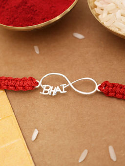 VIRAASI - 925 Silver Infinity Thread Rakhi with Roli Chawal & Card