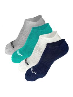 Heelium - Bamboo Zero Ankle Socks for Men - Odourfree - 4 Pairs - Light Grey - Teal - White - Navy