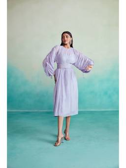 THE RIGHT CUT - Lavender Hand Embroidered Dress with Belt