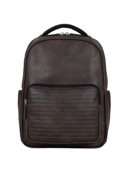 Reaction Kenneth Cole - On Track Pack Vegan Leather 15.6 Inches Double Compartment Brown Backpack (L)