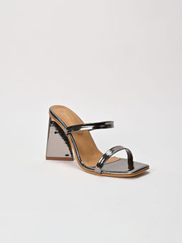SCENTRA - Glam Stride Grey Block Heels