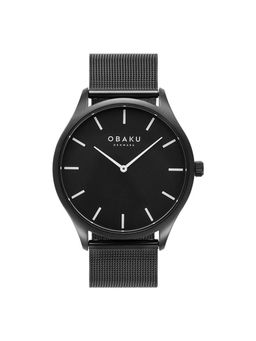 Obaku - Tang Charcoal Quartz Black Round Dial Mens Watch - V260Gxbbmb