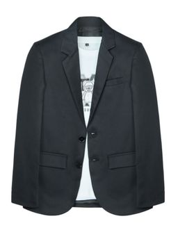 CHARCHIT - Boys Black Regular Fit Plain Party Blazer and T-Shirt