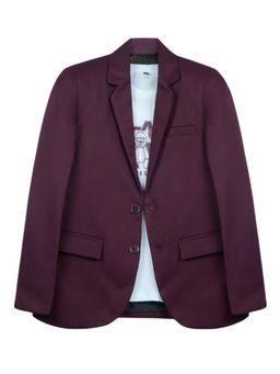 CHARCHIT - Boys Maroon Regular Fit Plain Party Blazer and T-Shirt