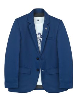 CHARCHIT - Boys Blue Regular Fit Plain Party Blazer and T-Shirt