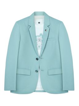 CHARCHIT - Boys Green Regular Fit Plain Party Blazer and T-Shirt