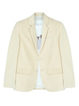 CHARCHIT - Boys Cream Regular Fit Plain Party Blazer and T-Shirt