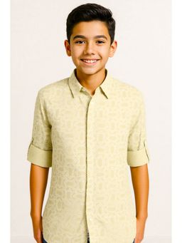 CHARCHIT - Boys Yellow Cotton Regular Fit Full Sleeves Printed Shirt