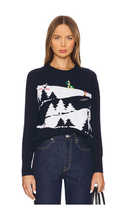 Autumn Cashmere - Snowscape Sweater With Skiers
