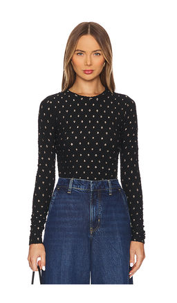 FRAME - Dotted Stretch Mesh Top