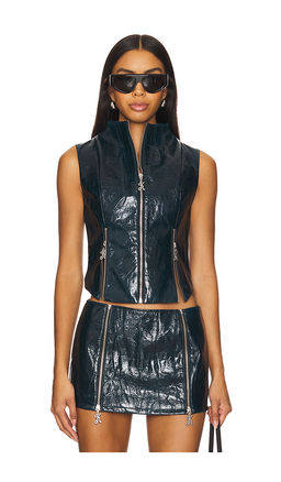Kim Shui - Faux Leather Bustier With K Zipper