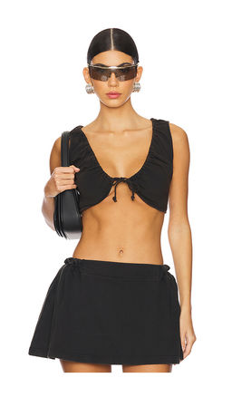 PRIVATE POLICY - Washed Cotton Drawstring Crop Top