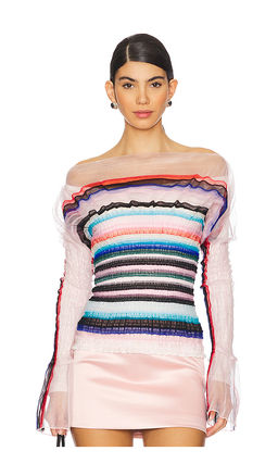 Susan Fang - Striped Smocked Top