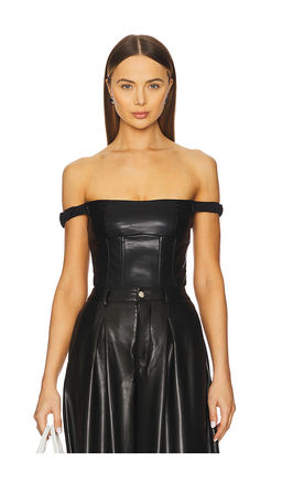 Weworewhat - Off Shoulder Faux Leather Corset
