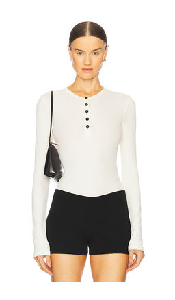 Weworewhat - V-Neck Henley Bodysuit