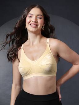 Clovia - Powernet Solid Non-Padded Full Cup Wire Free Full Figure Bra - Nude