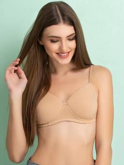 Clovia - Cotton Padded Non-Wired T-Shirt Bra - Nude