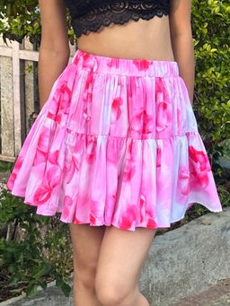 Tandul - Women Pink Floral Printed Skirt