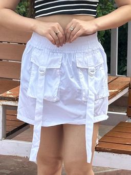Tandul - Women White Solid Mini Skirt