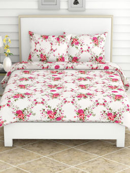 Haus & Kinder - GGR Pink Cotton Flat 144 TC Bedsheet with 2 Pillow Covers (Double)
