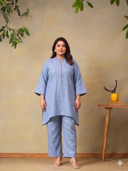 Bani Women - Women Blue Linen Co-Ord Set