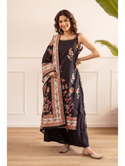 Autumnlane - Women Blue Cotton Kurta with Palazzo and Dupatta