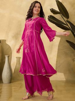 KVS FAB - Women Pink Silk Blend Kurta with Pant