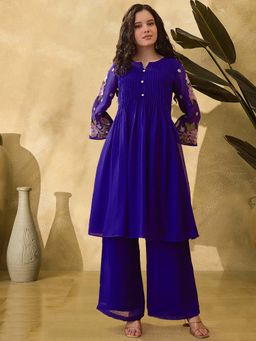 KVS FAB - Women Blue Georgette Kurta with Pant
