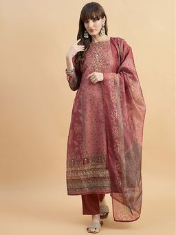 KVS FAB - Women Rust Rayon Kurta with Pant