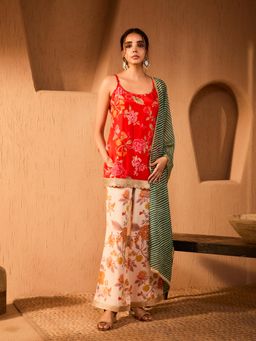 Bani Women - Sequin Embroidered Sleeveless Kurta with Palazzo and Dupatta (Set of 3)