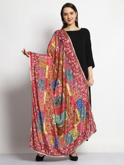 SWI STYLISH - Printed Pakistani Bridal Chiffon Dupatta With Mirror Work