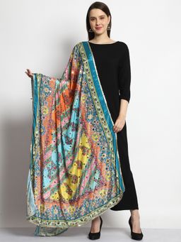 SWI STYLISH - Printed Pakistani Bridal Chiffon Dupatta With Mirror Work