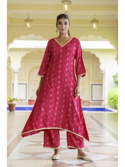 Mokshi - Women Pink Printed Kurta with Palazzo (Set of 2)