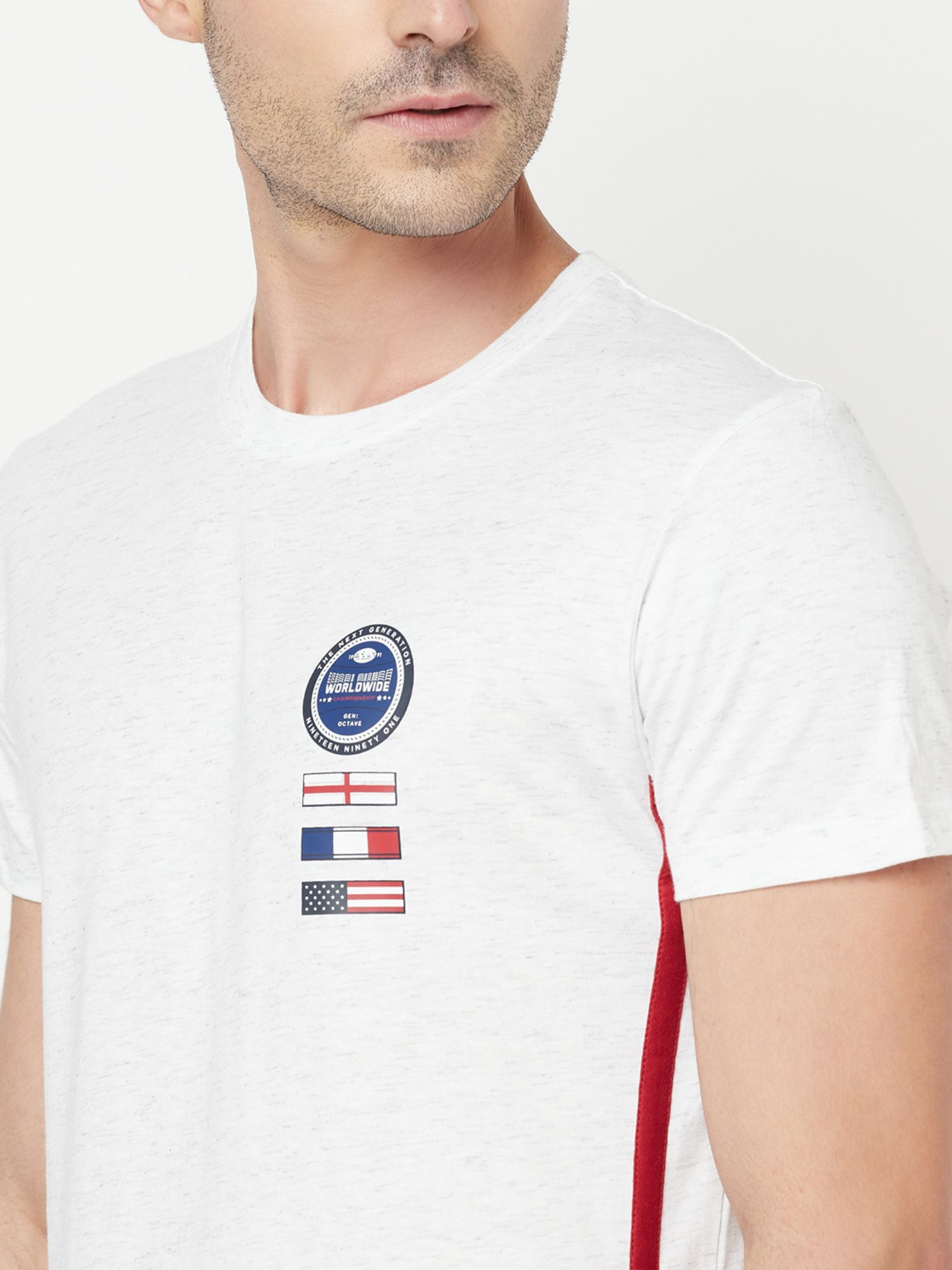 Buy Octave Men White Printed T-Shirt 