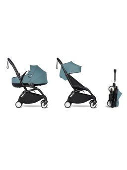 STOKKE - YOYO2 Stroller White Frame, 6+ Color Pack, YOYO bassinet Newborn version Aqua (0-4 Years)