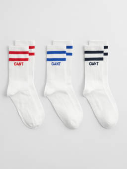 GANT - Boys White Solid Calf Length Socks (Pack of 3)