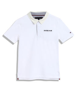 Tommy Hilfiger - Boys White Solid Polo T-Shirt