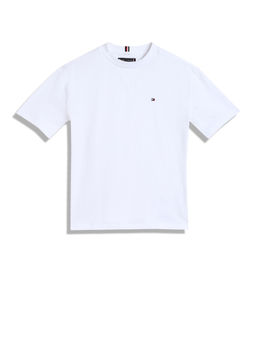 Tommy Hilfiger - Boys Solid Relaxed Fit Cotton T-Shirt White
