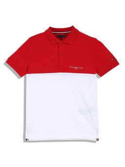 Tommy Hilfiger - Boys Red Colorblock Polo T-Shirt