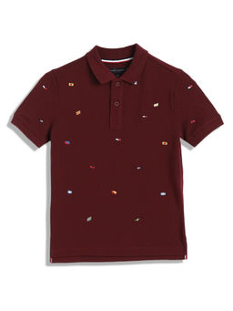 Tommy Hilfiger - Boys Logo Polo T-Shirt Burgundy