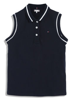 Tommy Hilfiger - Girls Navy Blue Solid Polo T-Shirt