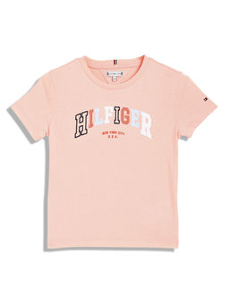 Tommy Hilfiger - Girls Logo Regular Fit Cotton T-Shirt Peach