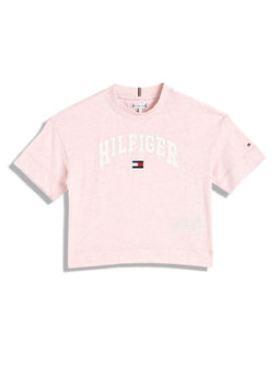 Tommy Hilfiger - Girls Logo Relaxed Fit Cotton T-Shirt Pink